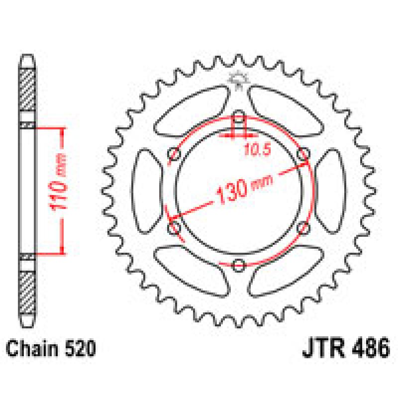 Купить Звездочка задняя JT Sprockets (шаг 520 ) JT JTR486
